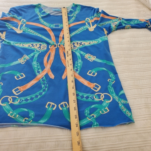 J. McLaughlin Women's Riley Equestrian Raw Edge 3/4 Sleeve Top In Size M - Picture 5 of 9